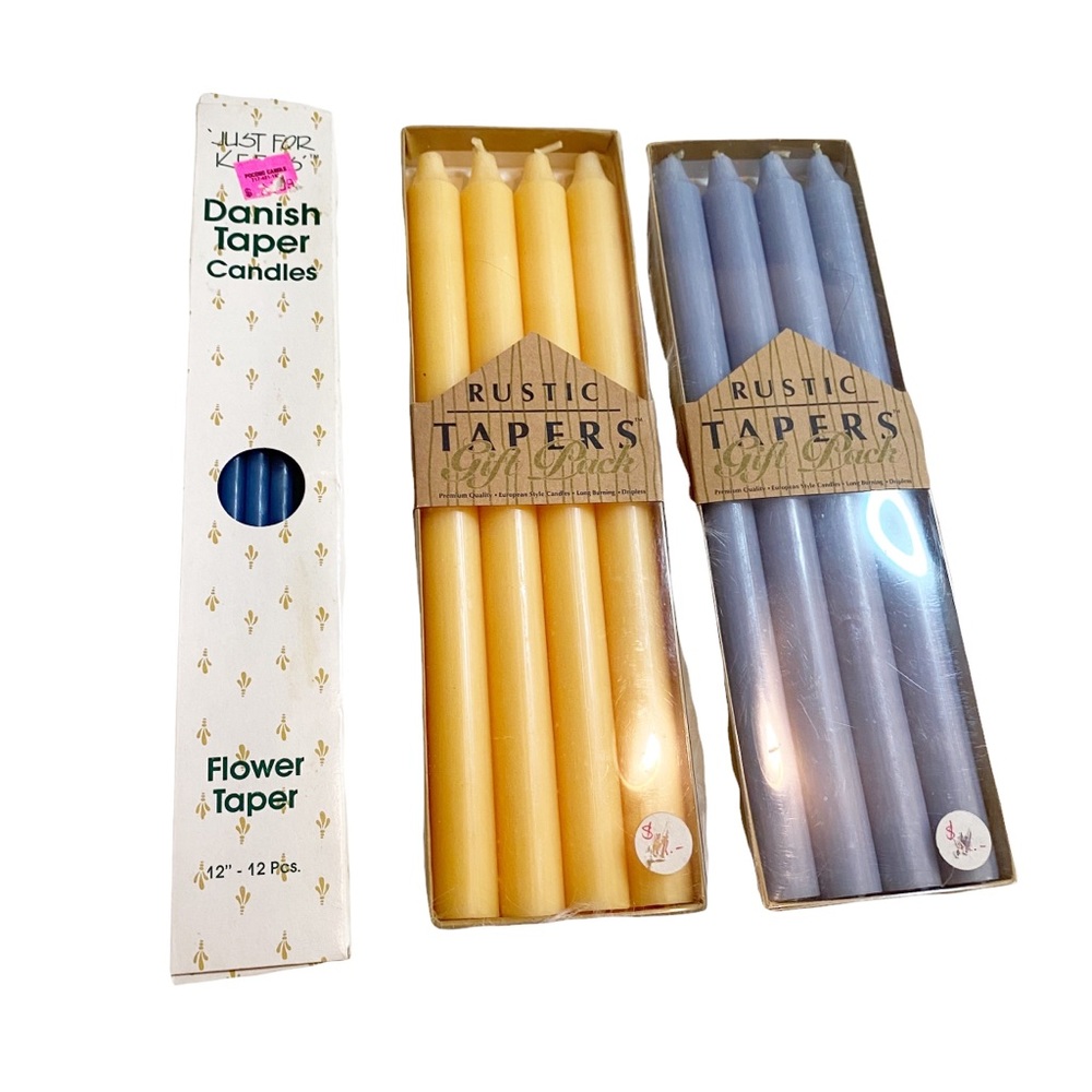 Rustic Danish Taper Candles Colored 12 Inch  for Wedding Home/Party Decor.